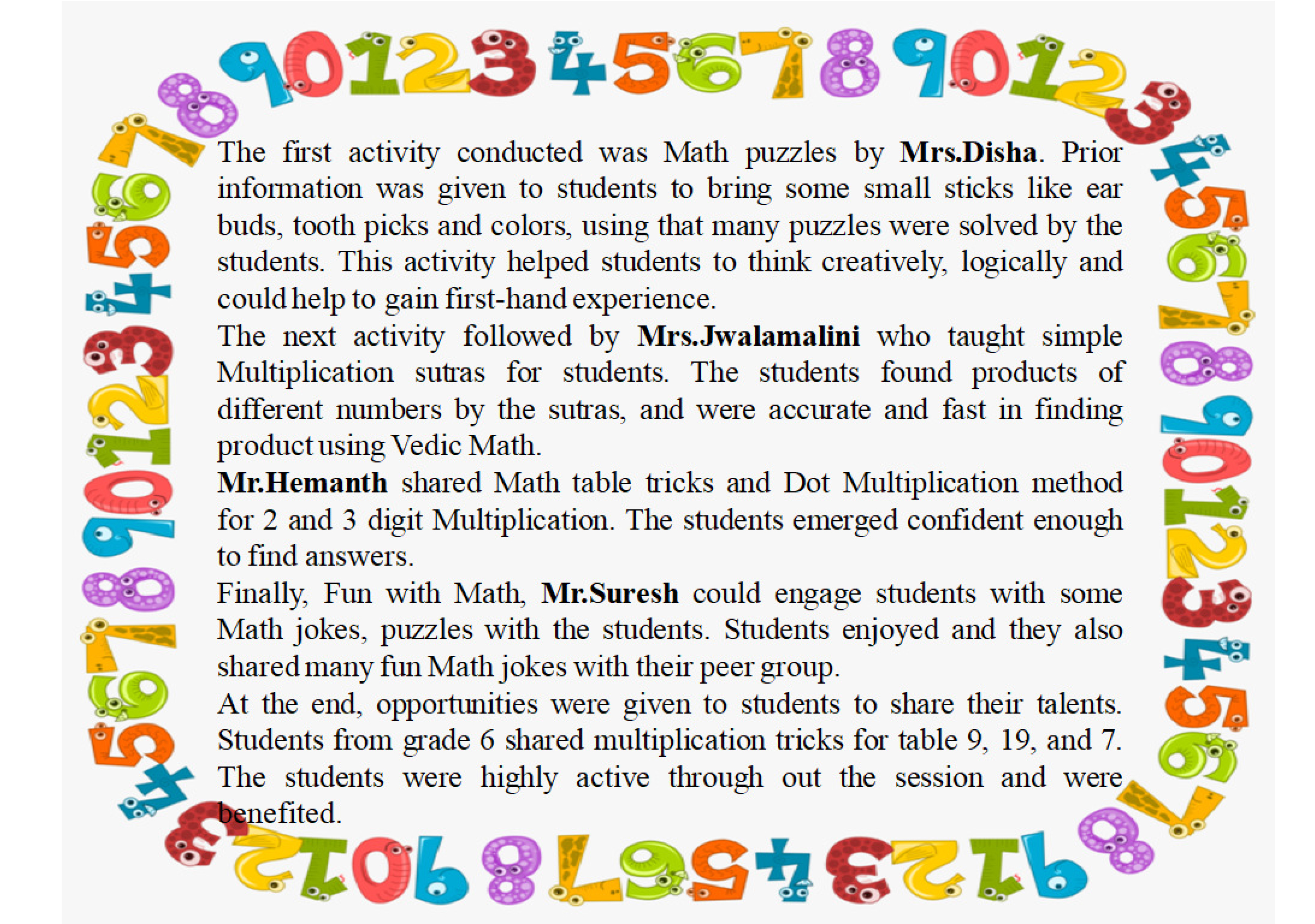 Prudence Math Club Activity